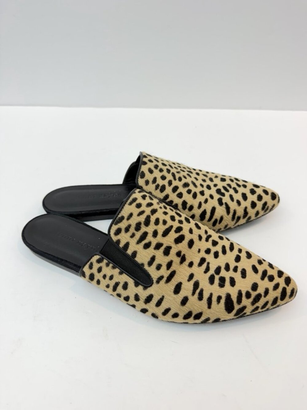 Jenni Kayne Women's Leopard Pony Hair Mules Size 40 US 10 Pointed Toe